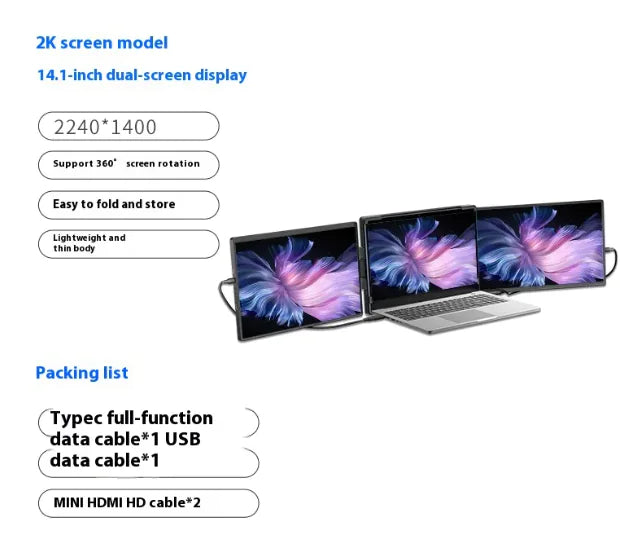 Flexvision Monitor Flex View 14.1” Dual-Screen Portable Monitor – My FlowTech Shop